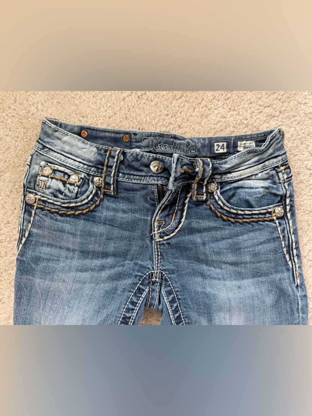 Miss Me Light Blue Distressed Jeans with Embroidered Accents